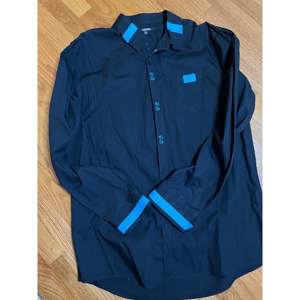 CARBON Dress Shirt Long Sleeve Button Up Accents Casual Top XL